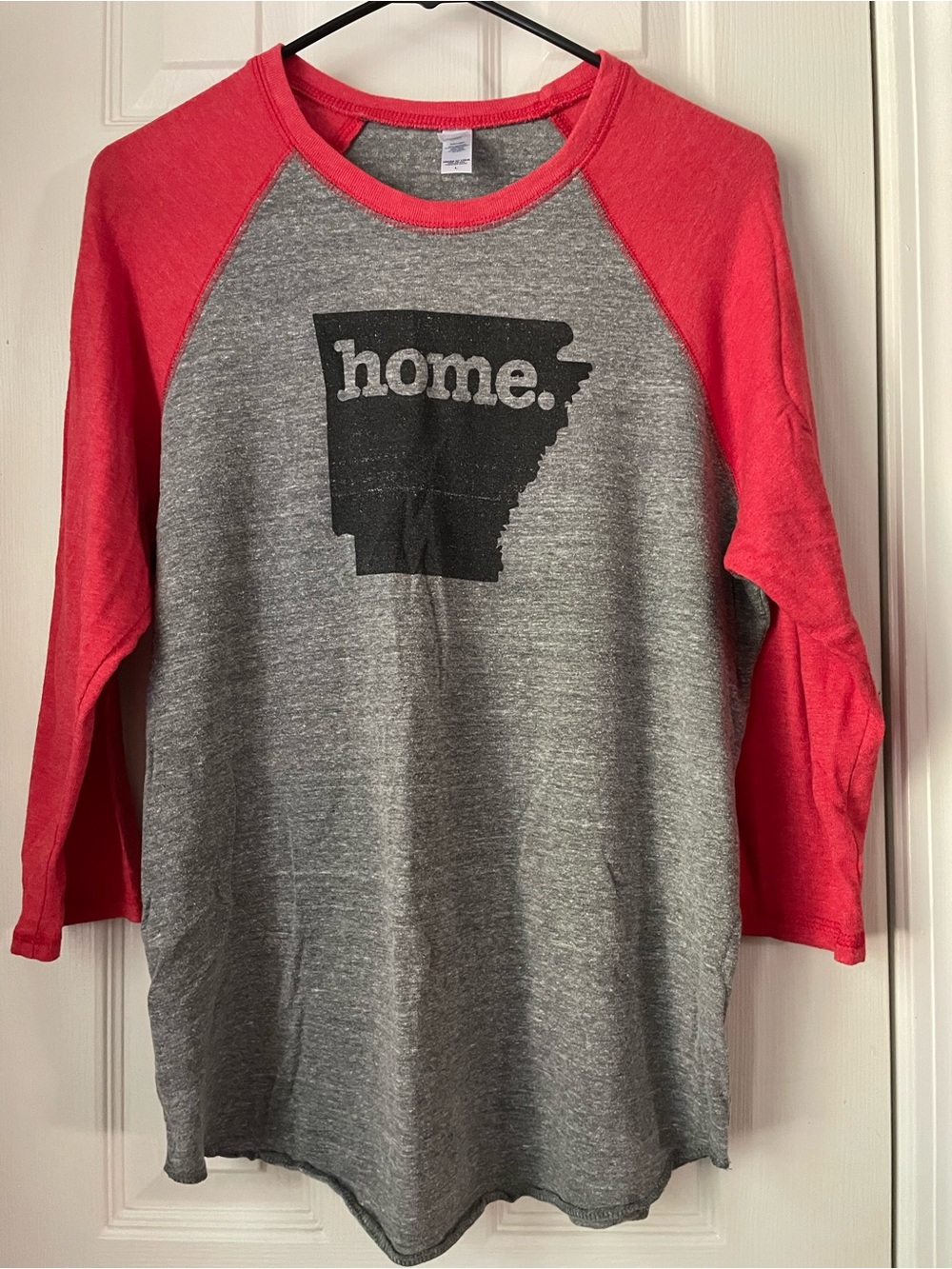 Gray & Coral Raglan "home." Graphic Tee